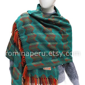 Peruvian Alpaca shawl green, beautiful alpaca scarf, shawl alpaca, scarf peruvian, scarves women, Alpaca wool pashmina, alpaca wrap