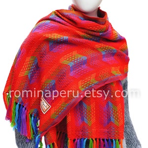 Alpaca shawl red rainbow, scarves women, beautifully peruvian alpaca scarf, shawl alpaca, scarf peruvian, Alpaca wool pashmina, alpaca wrap