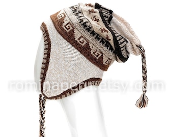 Fine unisex alpaca hat beige with earflaps 100% lining, ear flaps hat, chullo beanie with fleece lining, earflap beanie, winter hat wool