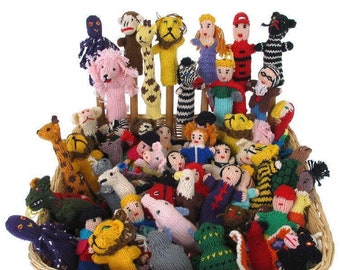 Lot of 25 Handknitted Finger Puppets Peruvian NEW, wholesale Knit Finger Puppets, Hand Knitted Finger Puppets, Educational finger puppets