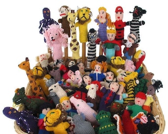 Lot of 30 Handknitted Finger Puppets Peruvian NEW, wholesale Knit Finger Puppets, Hand Knitted Finger Puppets, Educational finger puppets