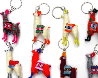 Set of 5 Key chain Llama Alpaca Wool Miniature, Llama Alpaca Keychain, llama purse charm, Keychains peruvian, Tiny Llama Keychain