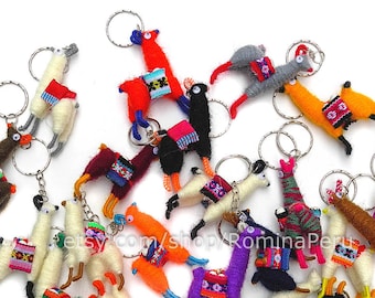 Lot of 100 Key chain Llama Alpaca wool Miniature, Llama Alpaca Keychains wholesale, llama purse charm, Keychains peruvian, Tiny Keychain