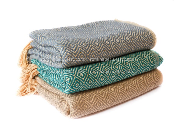 Throw Blanket Luxurious Alpaca Diamond Alpaca Wool Soft Warm and Cozy Diamond Pattern Weave Throw Plaid Blanket With Beige Fringes Etsy UK
