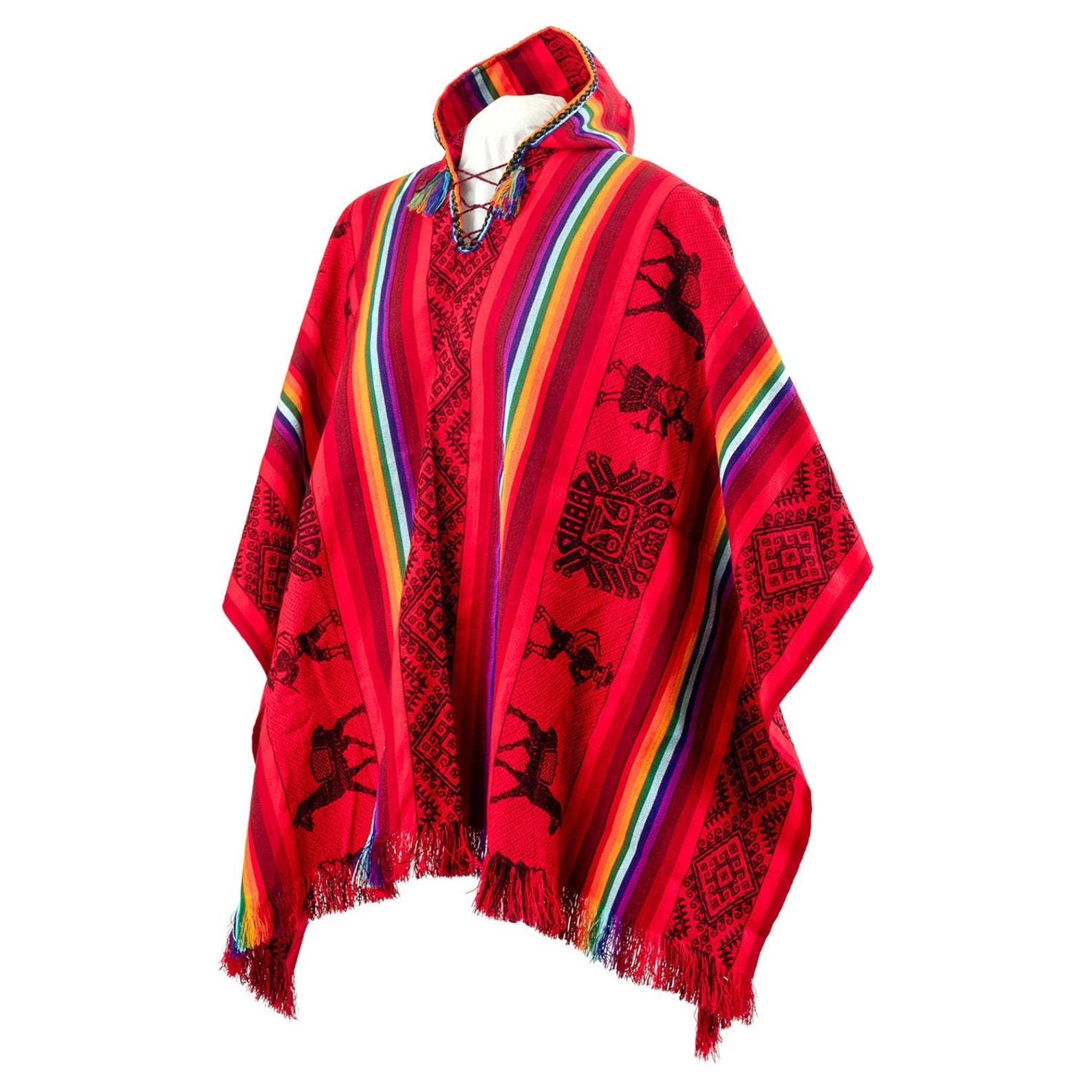 Berretto Peruviano Cuzco Léon Montane: Unisex Rosso E Arancione Con Paraorecchie E Pompon - 2