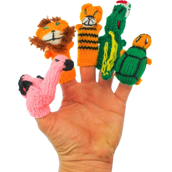 Lot de 8 Marionnettes à doigt animaux sauvages