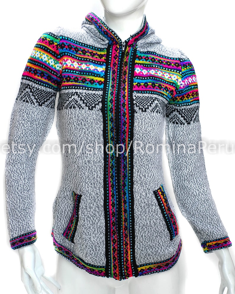 Alpaca Cardigan Zipper Hood BEIGE Rainbow Pullover Zipper - Etsy