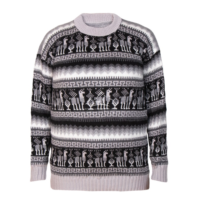 Andean Essence Crewneck Alpaca Sweater for Men, Men's Alpaca Comfort Sweater, Cozy Alpaca Sweater for Him, Stylish Men's Alpaca Pullover Gray