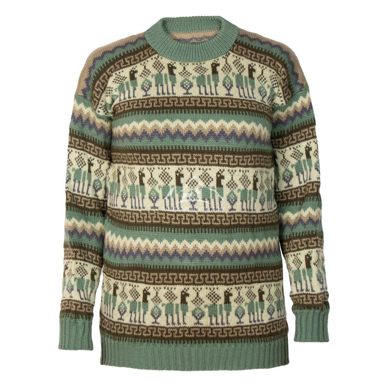 Andean Essence Crewneck Alpaca Sweater for Men, Men's Alpaca Comfort Sweater, Cozy Alpaca Sweater for Him, Stylish Men's Alpaca Pullover Green