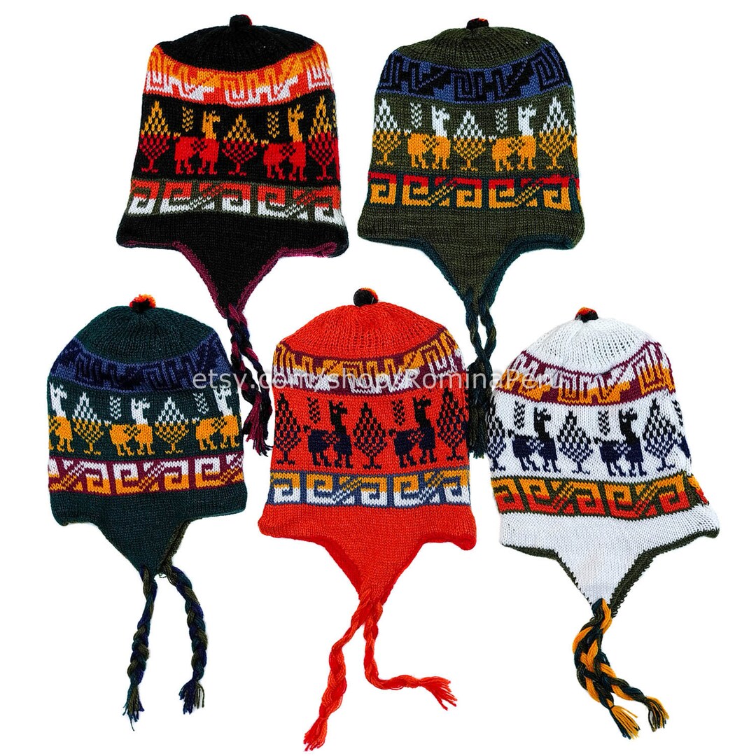 Alpaca Reversible Hat, Alpaca Winter Hats Earflaps Andean, Winter Hats
