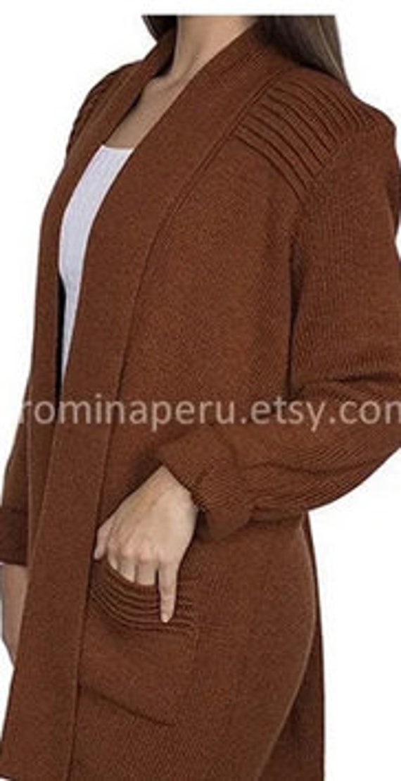 Women Alpaca Long Collared Knit Duster Cardigan Sweater Maxi