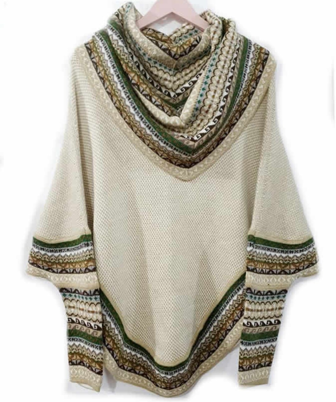 Cowl neck poncho sweater with sleeves sale