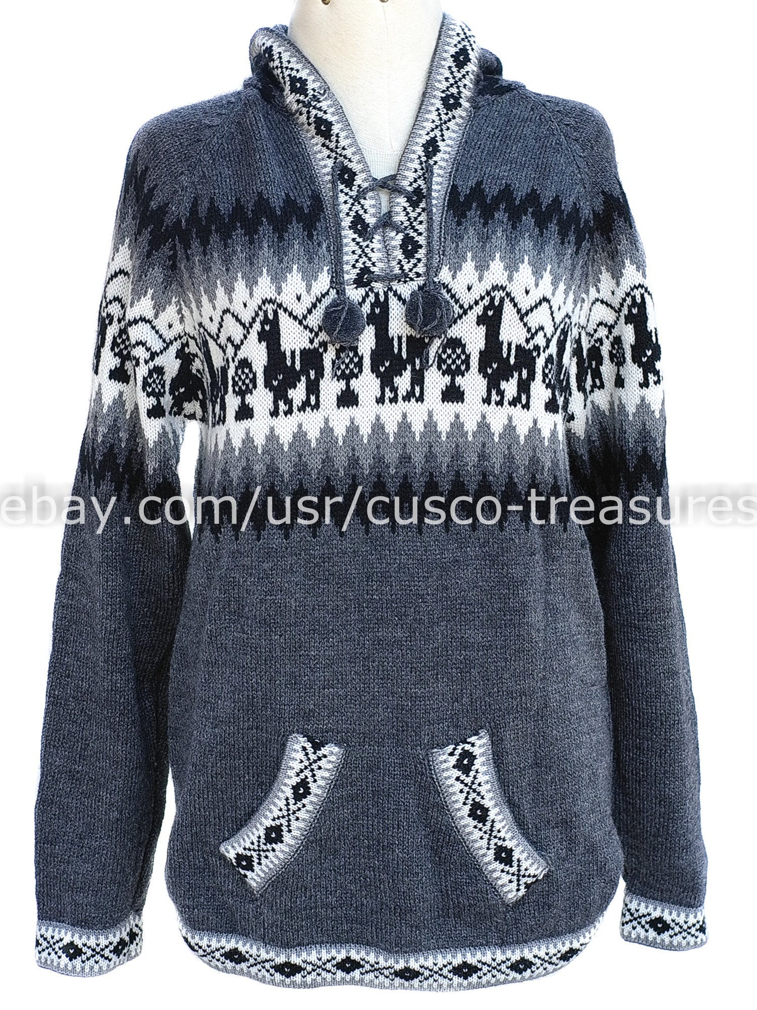 Alpaca Hooded BLACK, Alpaca Sweater Alpacas Figure, Unisex Alpaca Hooded BLACK, Alpaca Sweater Alpacas Figure, Unisex