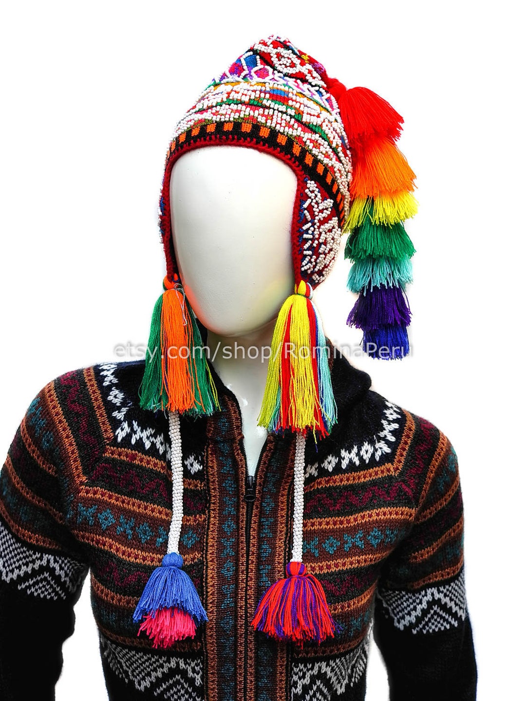 Genuine Peruvian Hat, Unisex Peruvian Hat, Handknitted, Colorful Hat