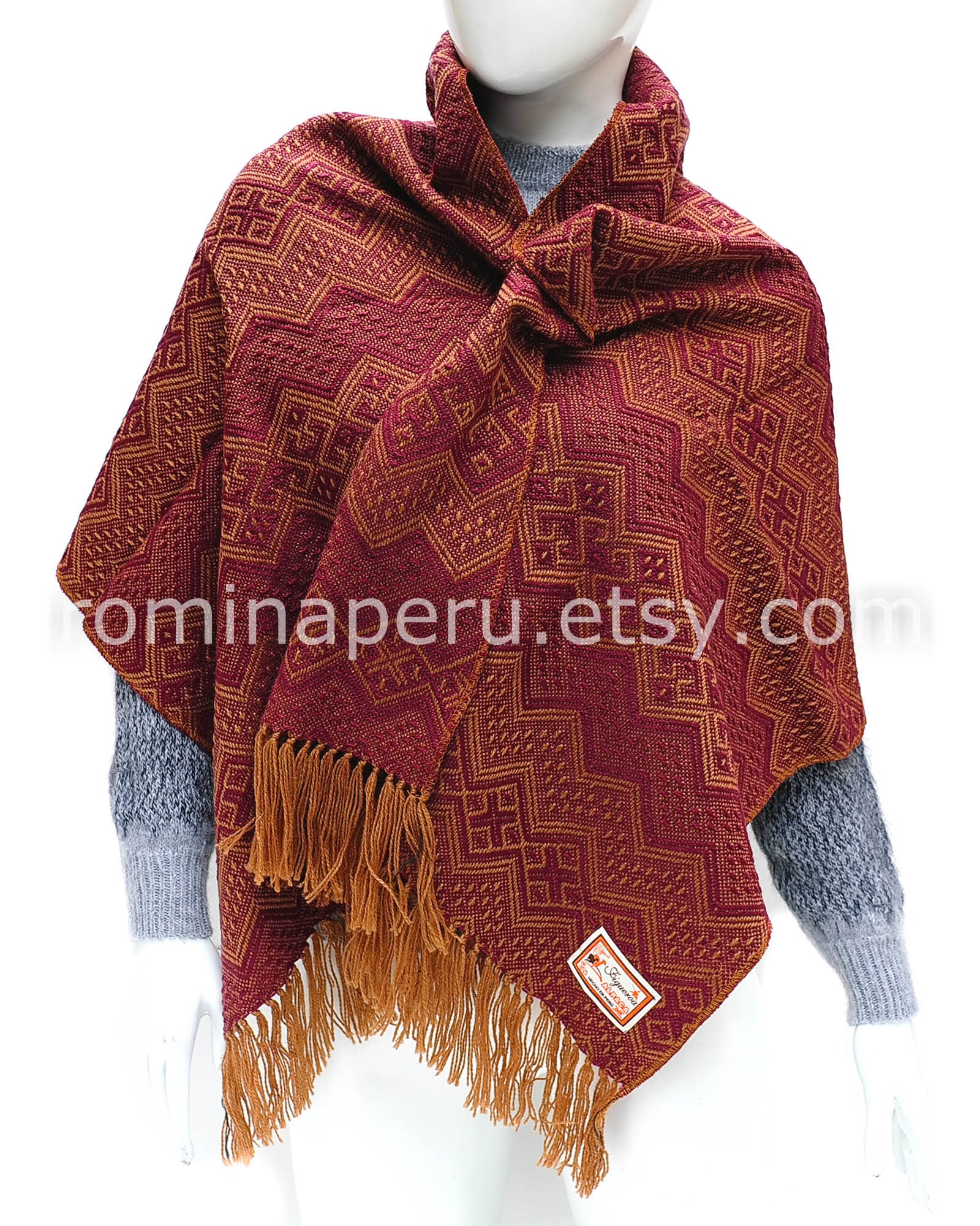 Alpaca Shawl MAROON, Beautiful Peruvian Alpaca Scarf, Shawl Alpaca Shawl MAROON, Beautiful Peruvian Alpaca Scarf, Shawl