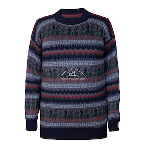 Andean Essence Crewneck Alpaca Sweater for Men, Men's Alpaca Comfort Sweater, Cozy Alpaca Sweater for Him, Stylish Men's Alpaca Pullover Blue Night