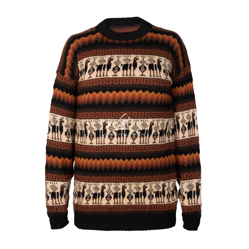 Andean Essence Crewneck Alpaca Sweater for Men, Men's Alpaca Comfort Sweater, Cozy Alpaca Sweater for Him, Stylish Men's Alpaca Pullover Black