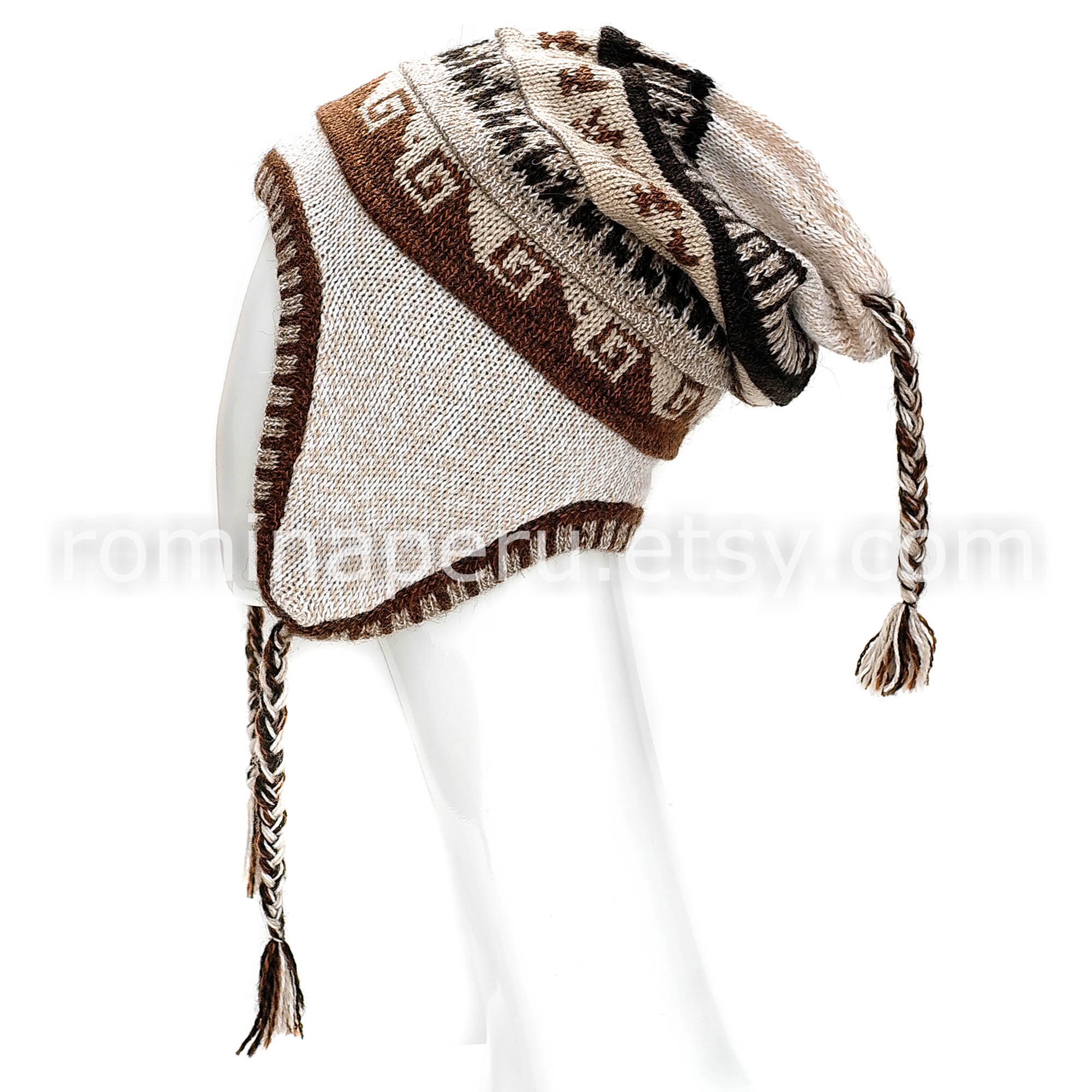 Fine unisex alpaca hat beige with earflaps 100% lining, ear flaps hat, chullo beanie with fleece lining, earflap beanie, winter hat wool