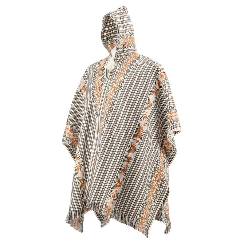 Peruvian Poncho Shaman White Hooded Peruvian Traditional Wool - Etsy Canada