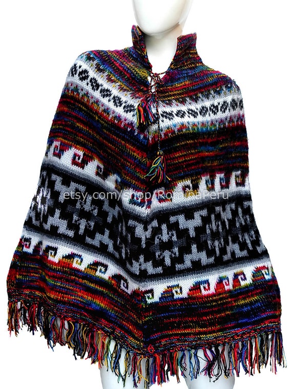 Alpaca Poncho for men and woman, poncho alpaca wool, peru, poncho for ...