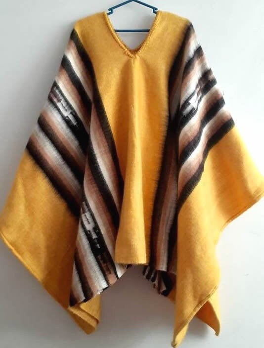 Yellow Poncho Alpaca Wool, Shamans Poncho Peruvian, Women \u0026 Men Poncho Bohemian, Ethnic Poncho Wool