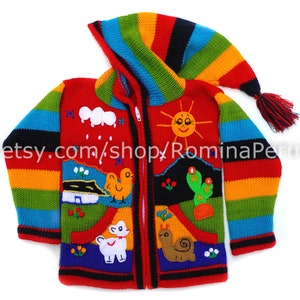 Peruvian kids wool sweater cardigan with embroidered details Red, kids jackets,  jacket toddler hoodies, Children's cardigan Kids hooded