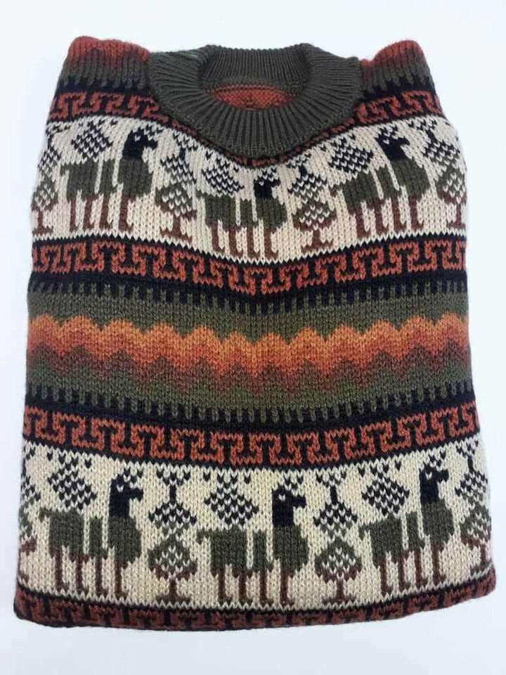 Alpaca Sweater With Llama Figures Unisex Alpaca Sweater With Etsy