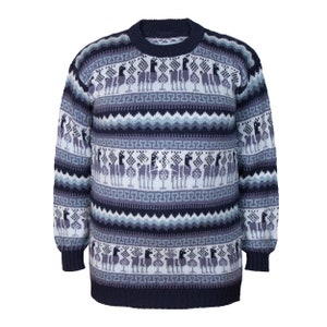 Andean Essence Crewneck Alpaca Sweater for Men, Men's Alpaca Comfort Sweater, Cozy Alpaca Sweater for Him, Stylish Men's Alpaca Pullover Blue Light