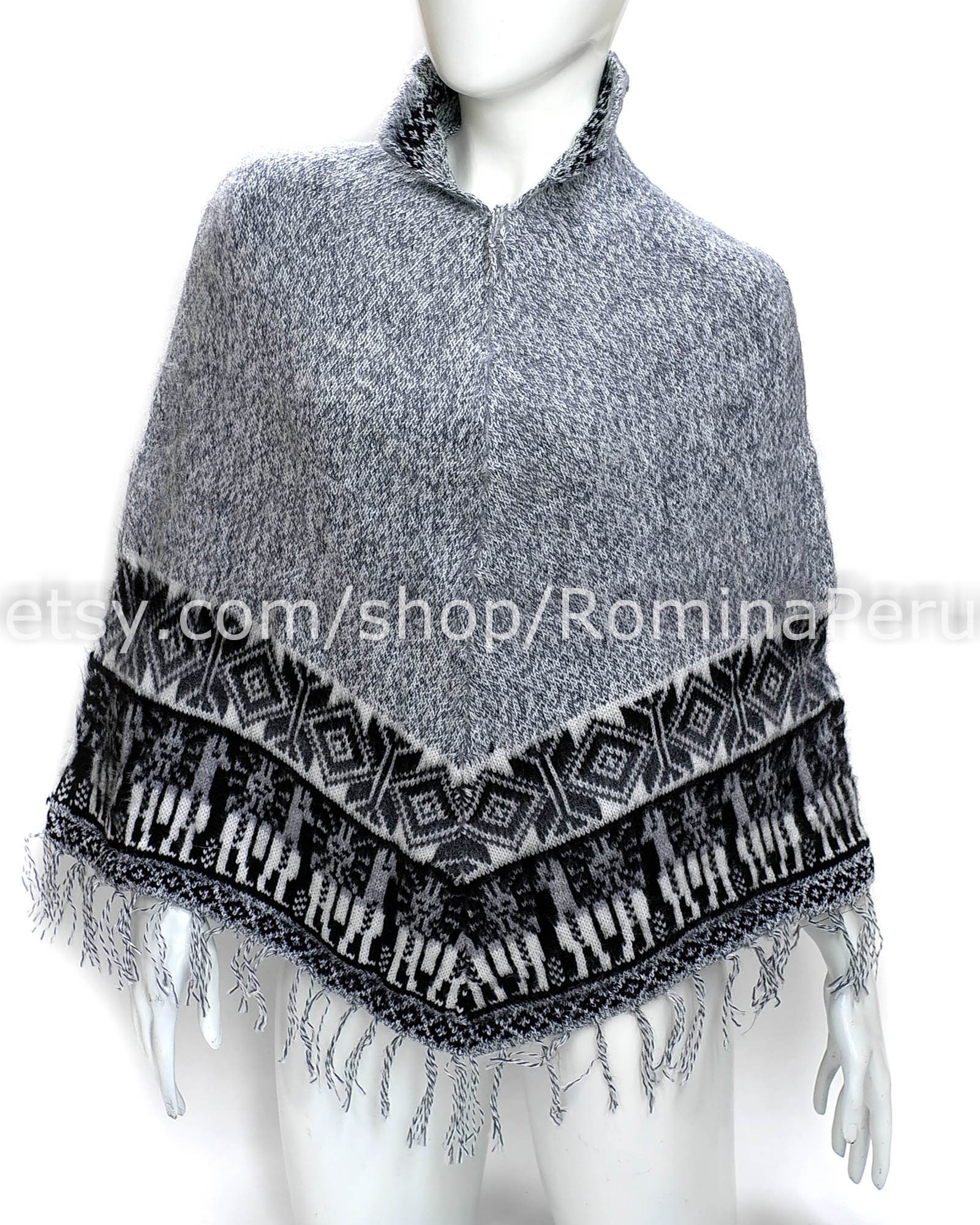 Superfine Alpaca Wool Hooded Alpaca Poncho for Women Cloak Cape Coat Ruana Ultra Soft