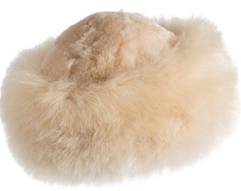 PREMIUM peruvian baby alpaca fur hat Beige, russian hat, ladies womens fine alpaca hat, cossack hat, alpaca fluff hat, winter hat cossack