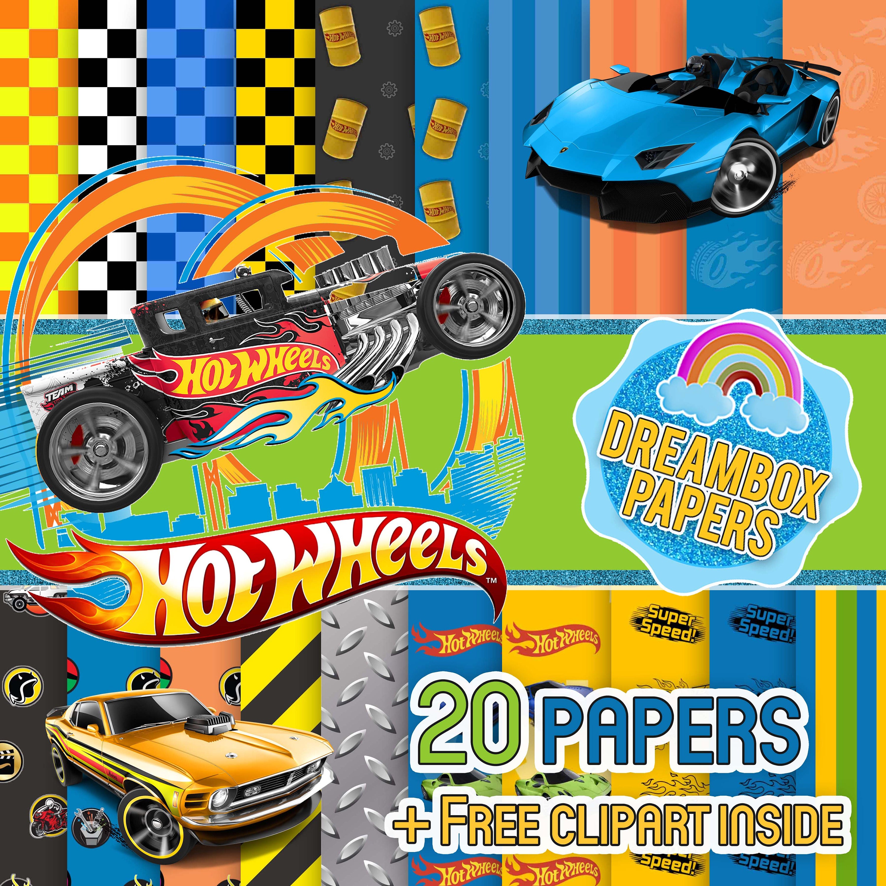 Hot Wheels Inspired Digital Papers Free Clipart Background - Etsy Singapore