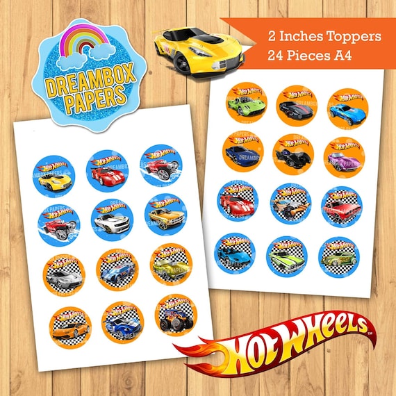 hot wheels toppers birthday cupcake toppers tags stickers etsy