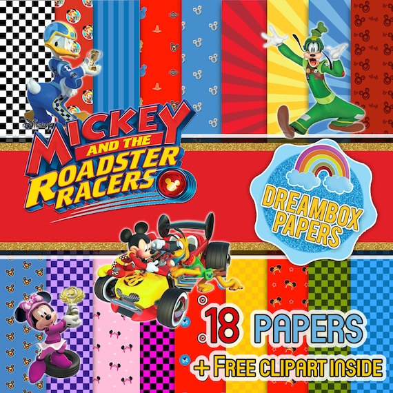 Mickey Roadster Racers Inspired Digital Papers Free Clipart - Etsy