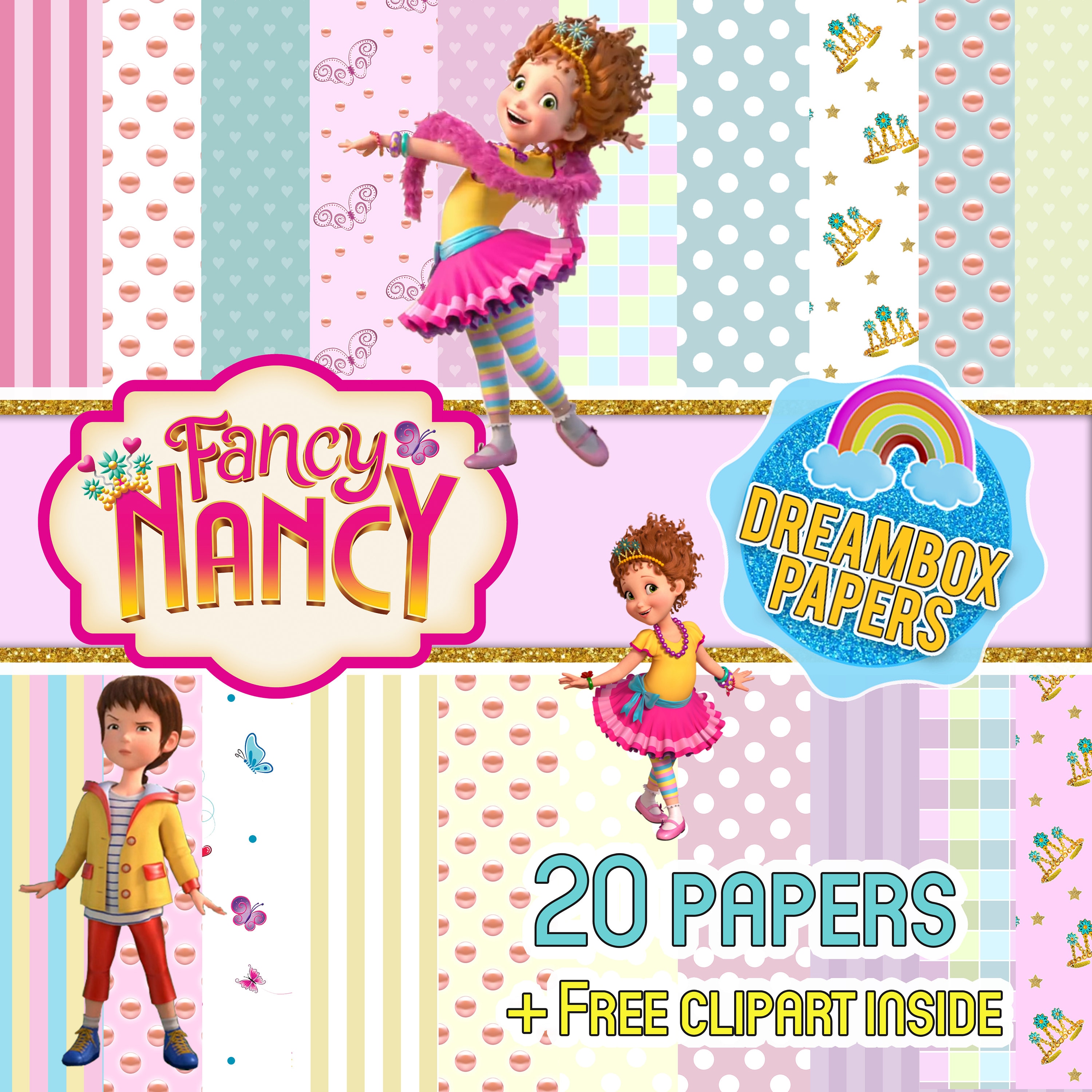 Fancy Nancy Inspired Digital Paper Girls Free Clipart Etsy