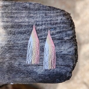 MALIA • Pink Beaded Earrings//Statement Earrings//Pink Ombre Earrings//long tassel Earrings//Boho Style Jewelry//Gift for her//Beadwork