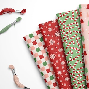 Christmas Print Craft Felt: Candy Cane, Snowflake, Tree - 9x12 Sheet