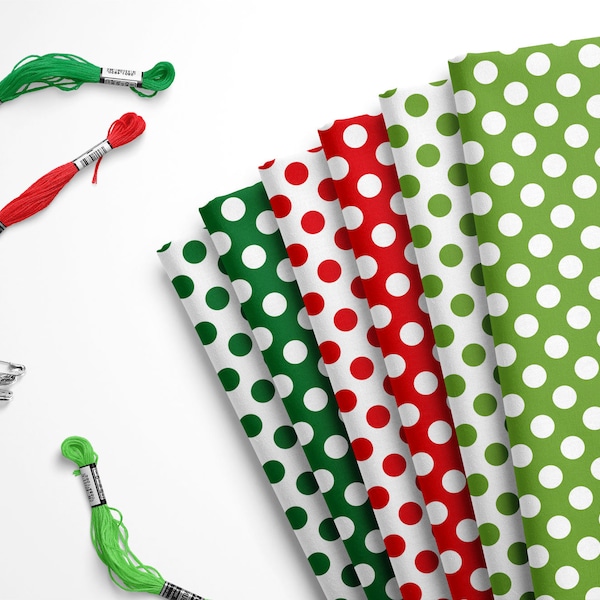 Christmas Polka Dot Felt, Red Polka Dot Felt, Green Polka Dot Felt, Christmas Felt, Felt Sheets, Craft Felt, 6 Design Choices
