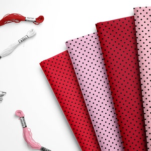 Valentine&#39;s Day Felt, Red Pink Dots Felt, Craft Felt, Red Pink Felt, Black Polka Dot Felt, Red Polka Dot Felt, Pink Polka Dot Felt