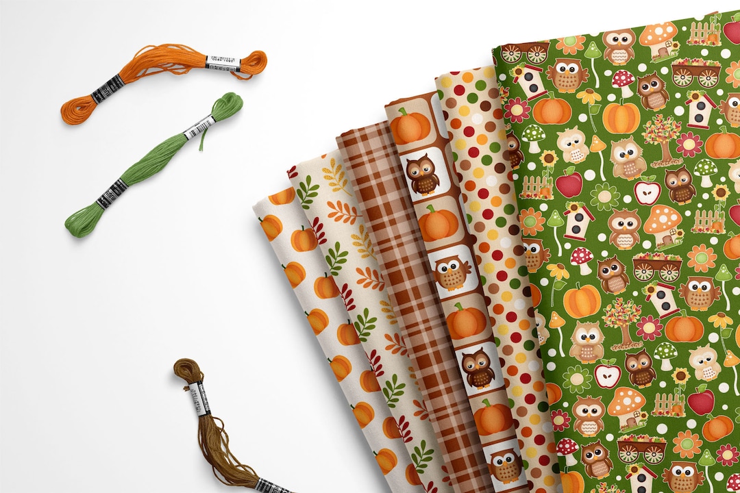 Thanksgiving Material Pumpkin & Owl Print Craft Felt - Autumn Thanksgiving Fabric (9x12 Sheet ...