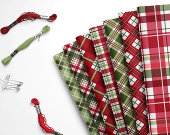 Christmas Felt, Christmas Plaid Felt, Plaid Felt, Felt Sheets, Craft Felt, Red Green Plaid Felt, 7 Design Choices