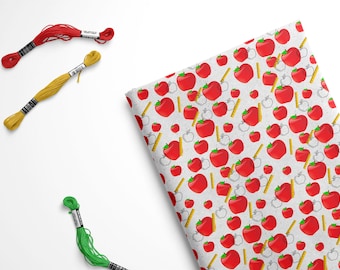 Apple Felt, School Felt, Back to School Felt, Apple Fabric, Apple Felt Sheets, Felt Sheets, Apples and Rulers Felt, Craft Felt