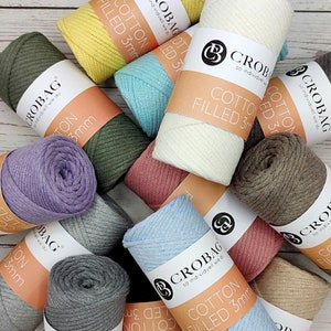 Crobag Katoen gevuld 3 mm koord katoen macramé 42,00 EUR/kg