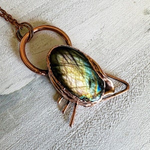 Electroformed Labradorite Pendant, Artisinal Copper Jewelry, Electroformed Labradorite Necklace, Handcrafted Jewelry, Gift Ideas