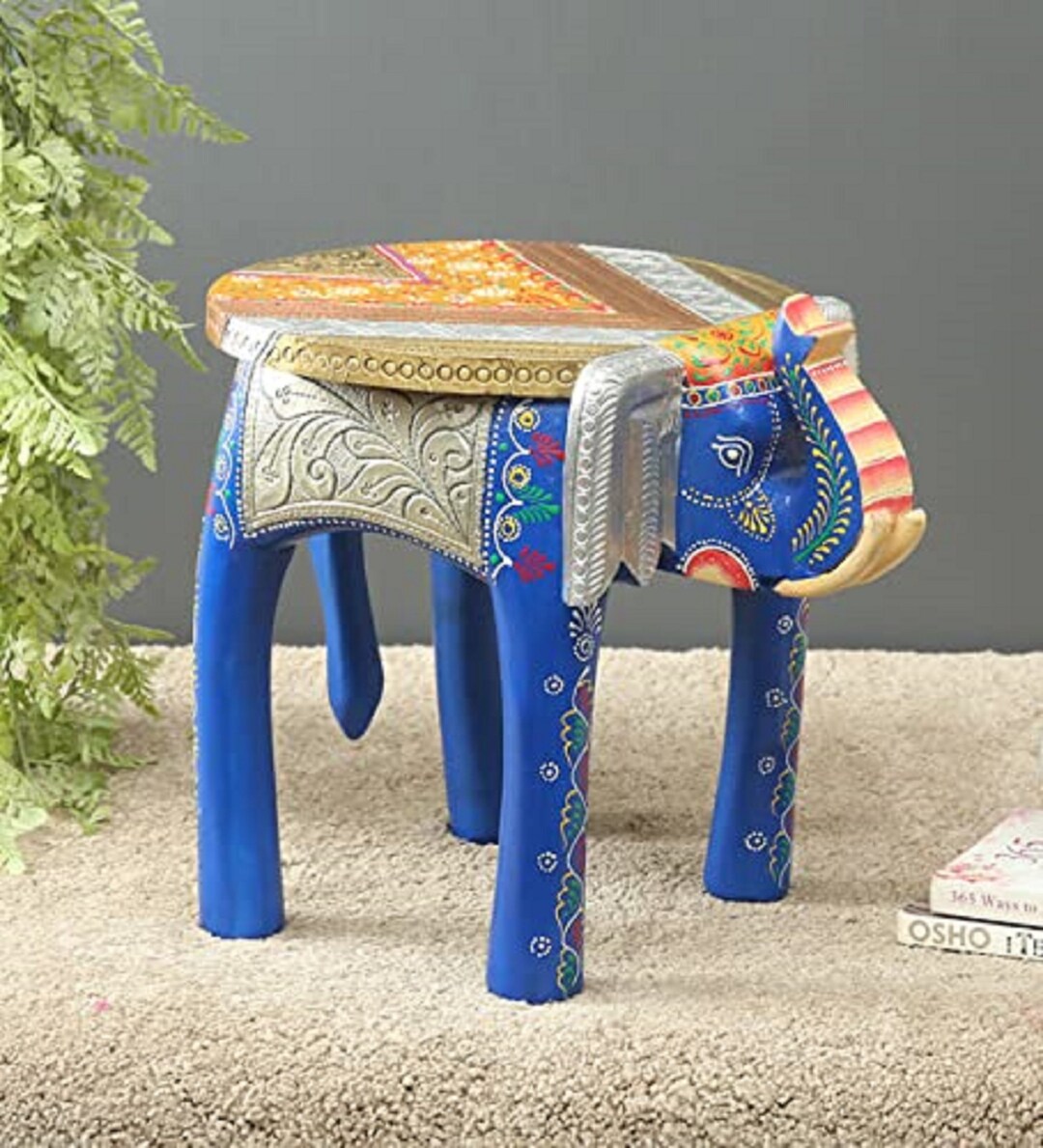 Wooden Elephant Stool Side Table End Table Footstool Etsy