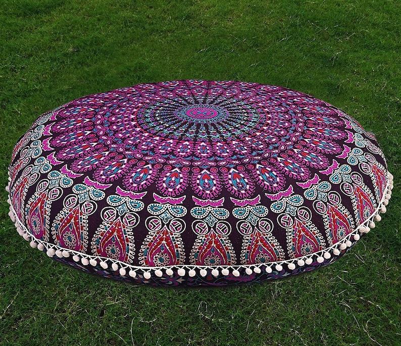 Handmade 22 INCh Round Floor Pillow cover Outdoor Etsy