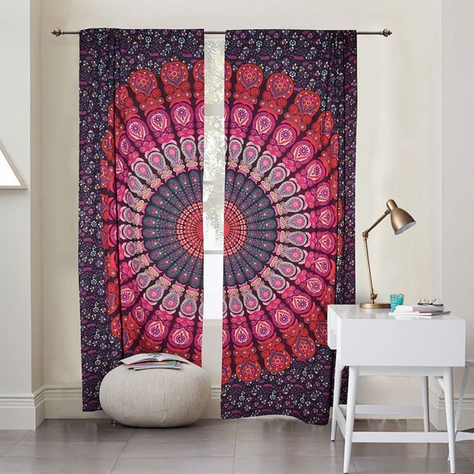 Tton Bohemian Curtains Indian tapestry curtain Hippie curtain Etsy