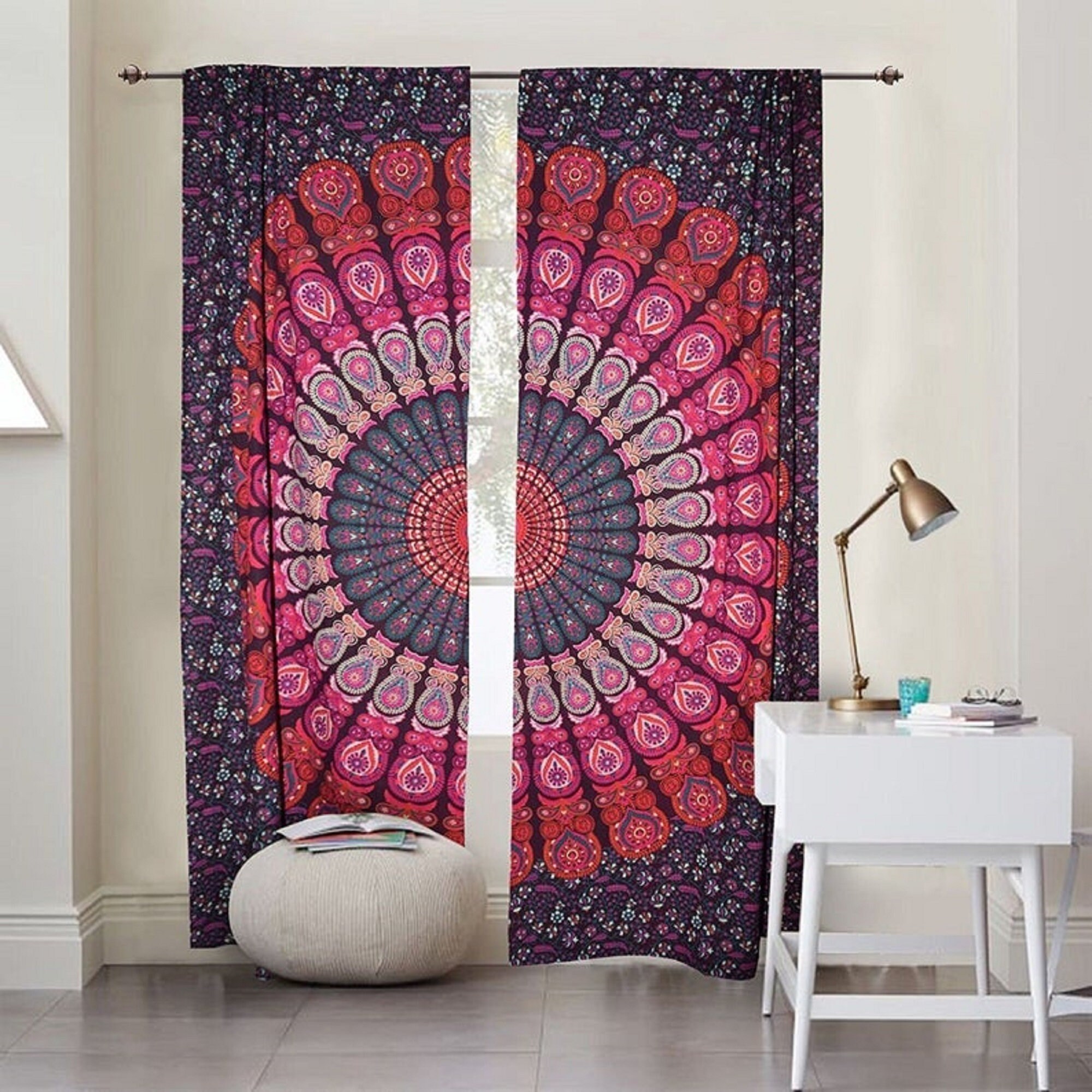 Tton Bohemian Curtains Indian tapestry curtain Hippie curtain Etsy