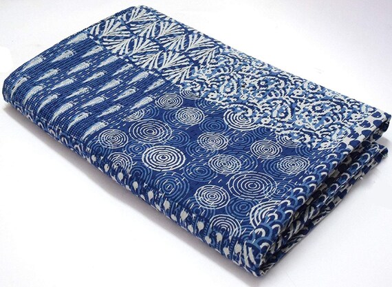 Indigo Kahlo Printed Cotton Quilted Blanket Indian Twin - Etsy