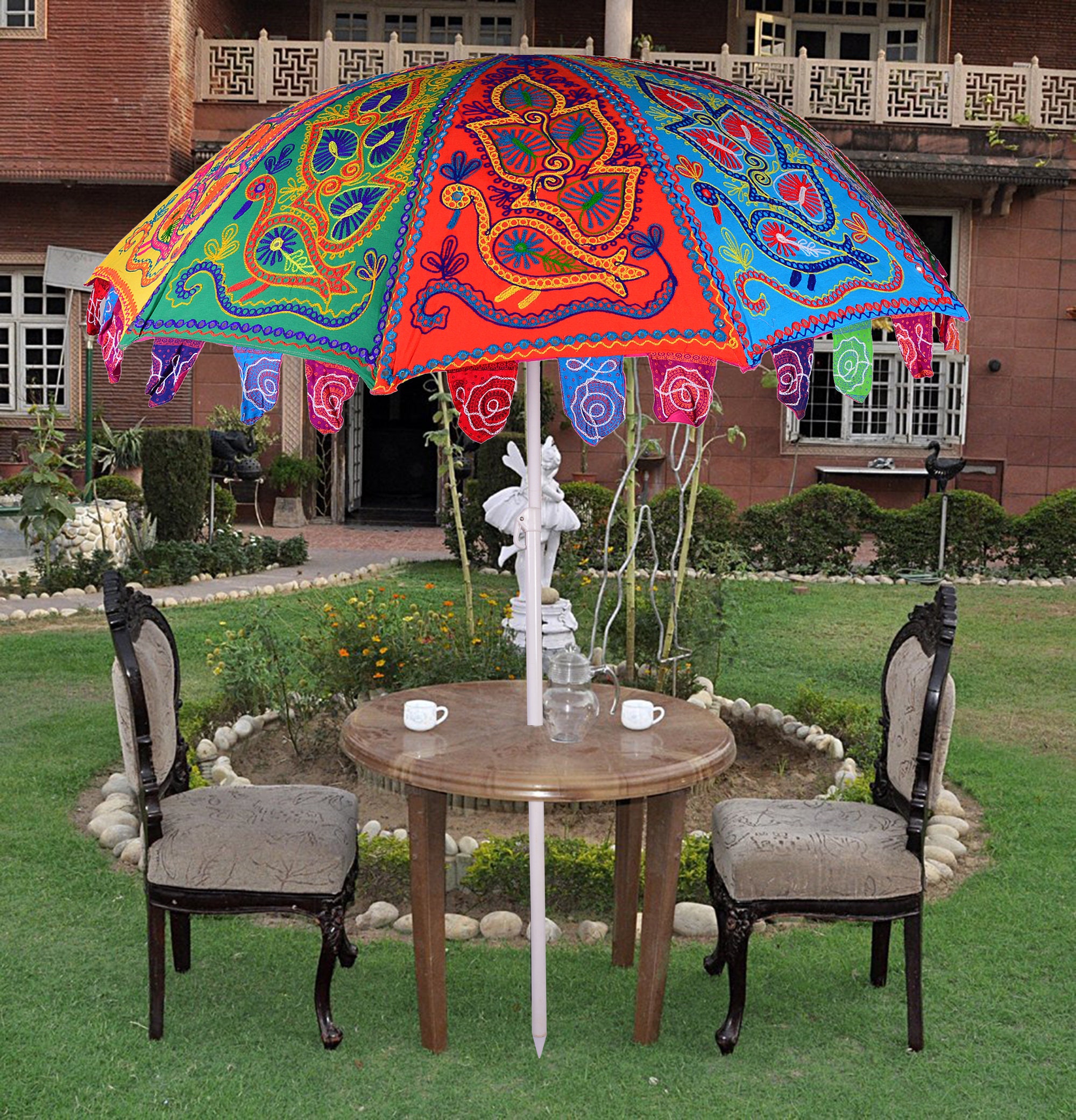 Indian Multi color Embroidery Umbrellas Garden Parasols Etsy