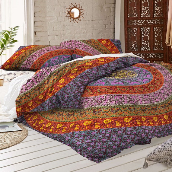 Quilt Comforter Queen Peacock Tapestry Indian Cotton Duvet Doona Cover Ethnic 